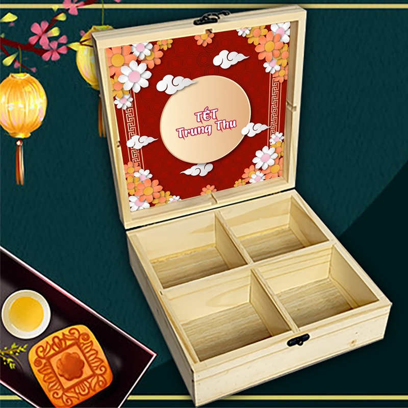 Hộp Bánh Trung Thu Hộp gỗ đựng bánh trung thu