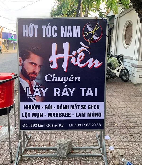 Biển Vẫy Tiệm Tóc Nổi Bật Bao gia dich vu lam bien vay toc tai Quang Cao 24H