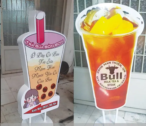 Bảng Hiệu Trà Sữa Phong Cách Trẻ Dich vu lam bang hieu tra sua lay lien tai Quang Cao 24h