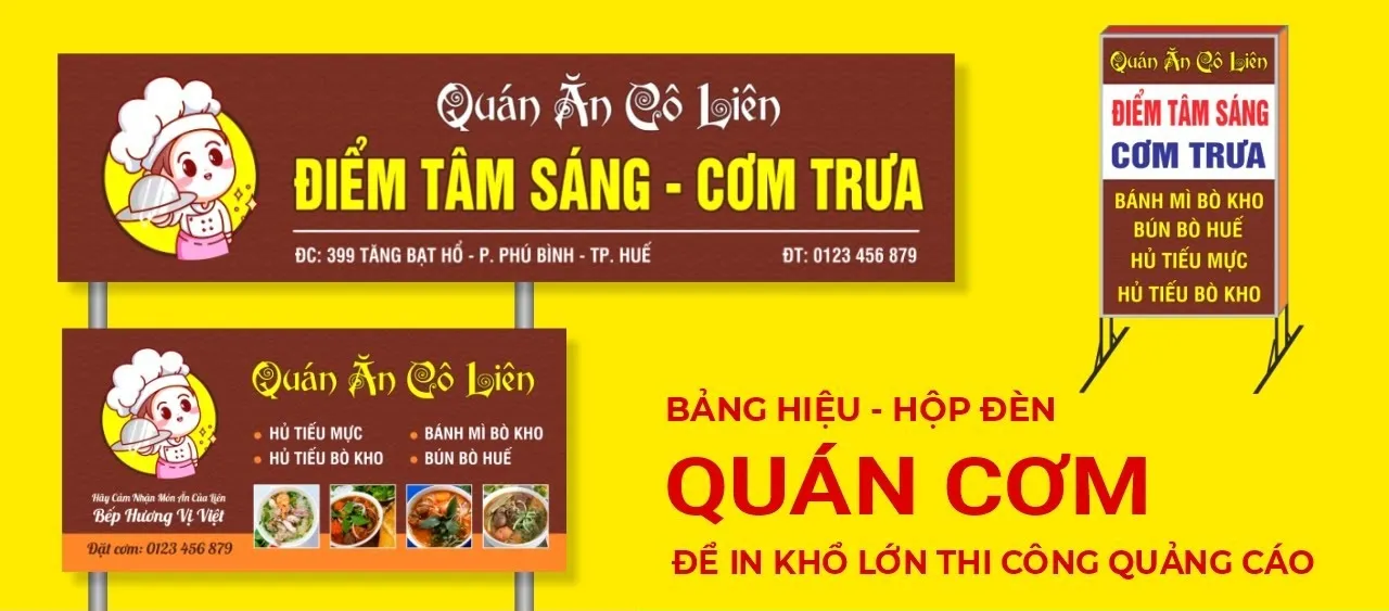 Bảng Hiệu Quán Ăn Thu Hút Khách Quang Cao 24h cam ket bao hanh dai han cho tat ca cac san pham bang hieu quan an