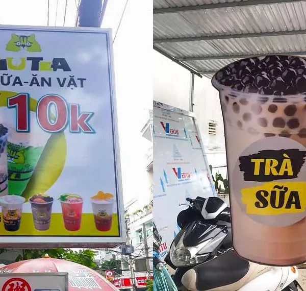 Biển Vẫy Trà Sữa Trẻ Trung Quy trinh lam bien vay tra sua chuyen nghiep tai Quang Cao 24H