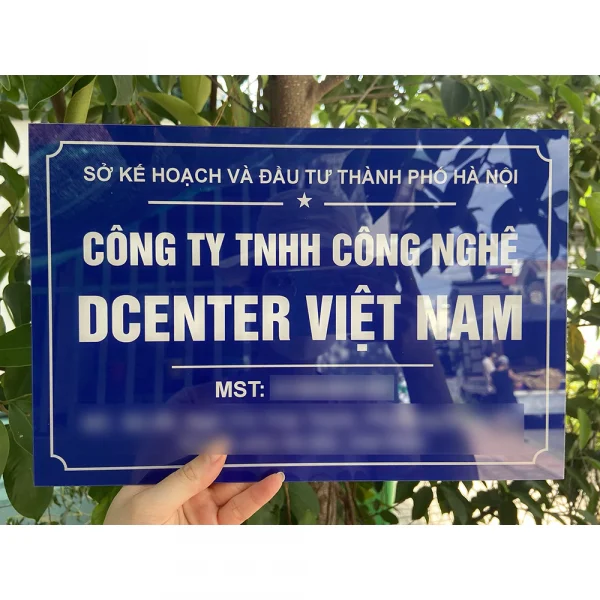 Bảng, biển công ty, biển hộ kinh doanh mica in UV cao cấp siêu bền chống phai màu (tặng kèm băng keo 2 mặt). BCT-QC24H007